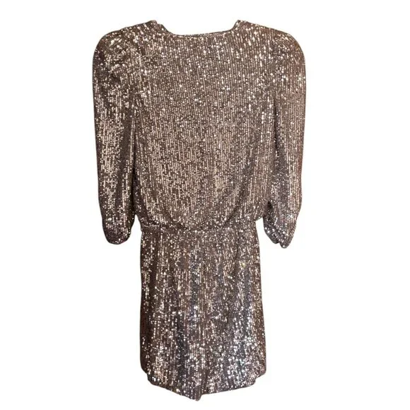 Revolve X Generation Love Allegra SILVER Sequin Faux Wrap Romper SZ S 70s Retro - Picture 3 of 11